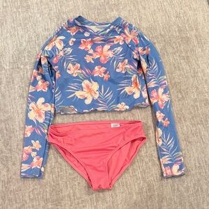 Wonder Nation Floral Blue and Coral Kids Bikini Set